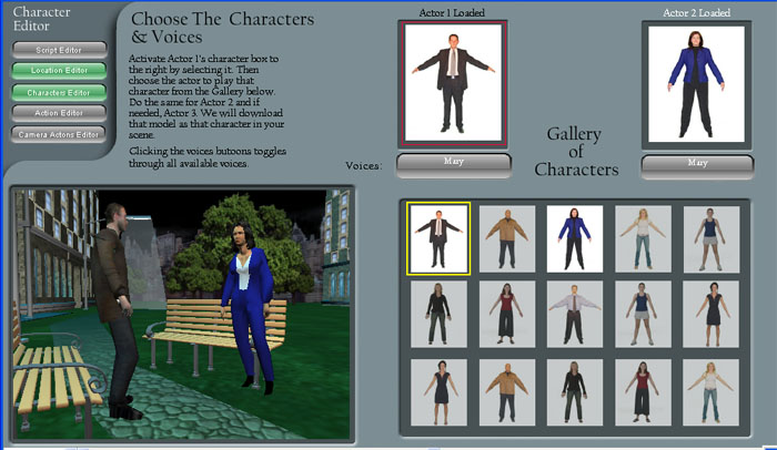 Read Through Screen Writing App choose character